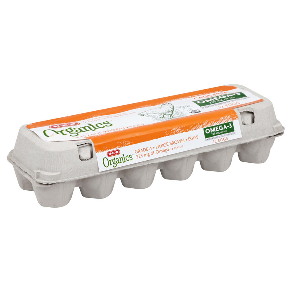 H-E-B Organics Grade A Omega-3 Cage-Free Large Brown Eggs, 12 ct
