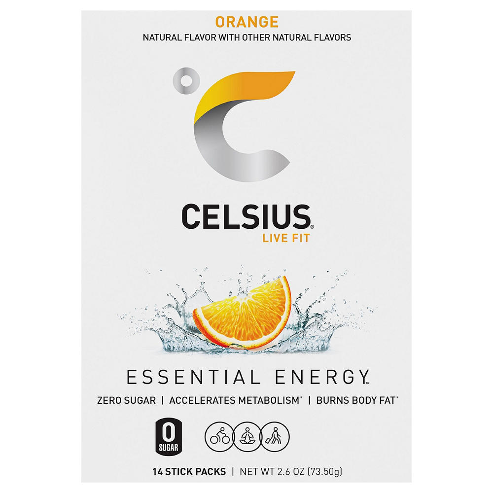 Celsius Zero Sugar Energy Powder Stick Packs - Orange, 14 ct