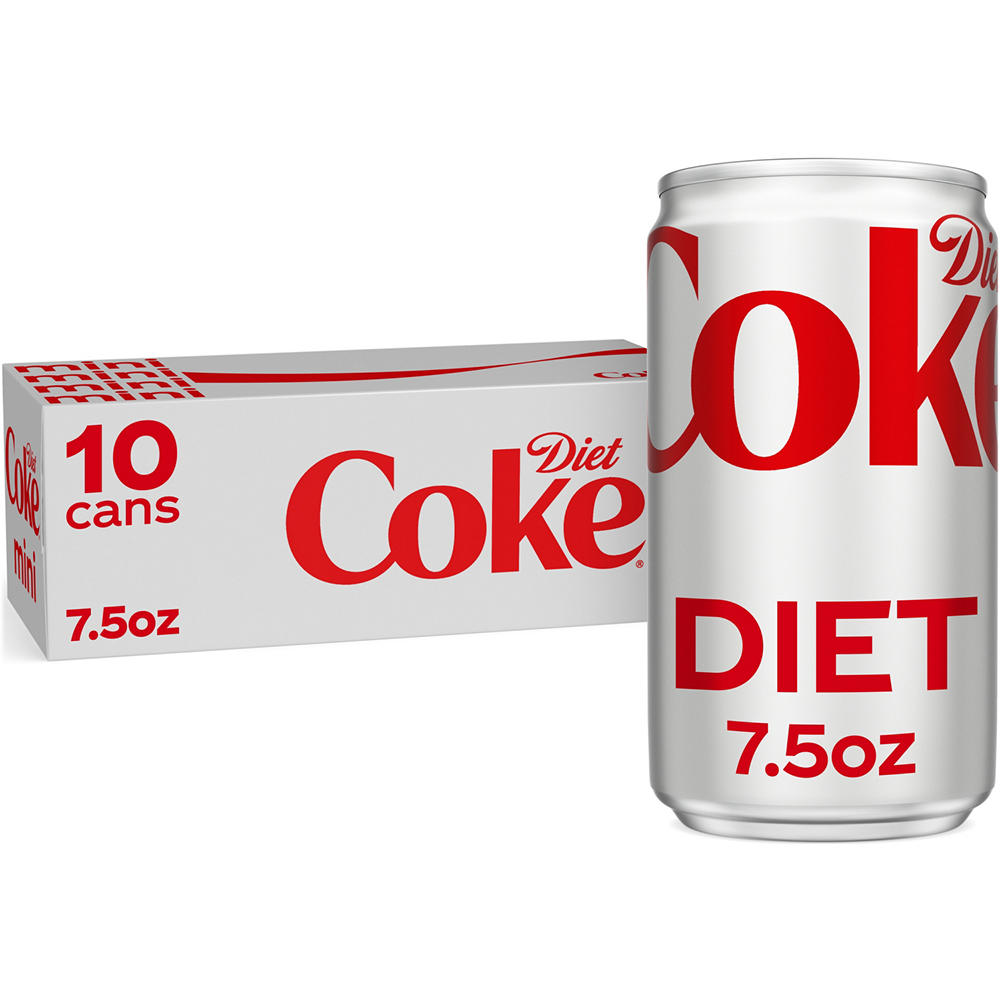 Diet Coke Soda Soft Drink Fridge Pack 10 pk Mini Cans, 7.5 oz
