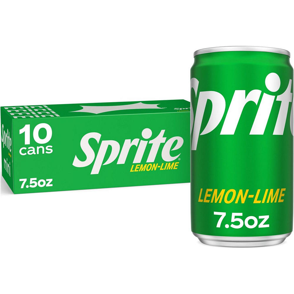Sprite Lemon Lime Caffeine Free Soda Soft Drink Fridge Pack 10 pk Mini Cans, 7.5 oz