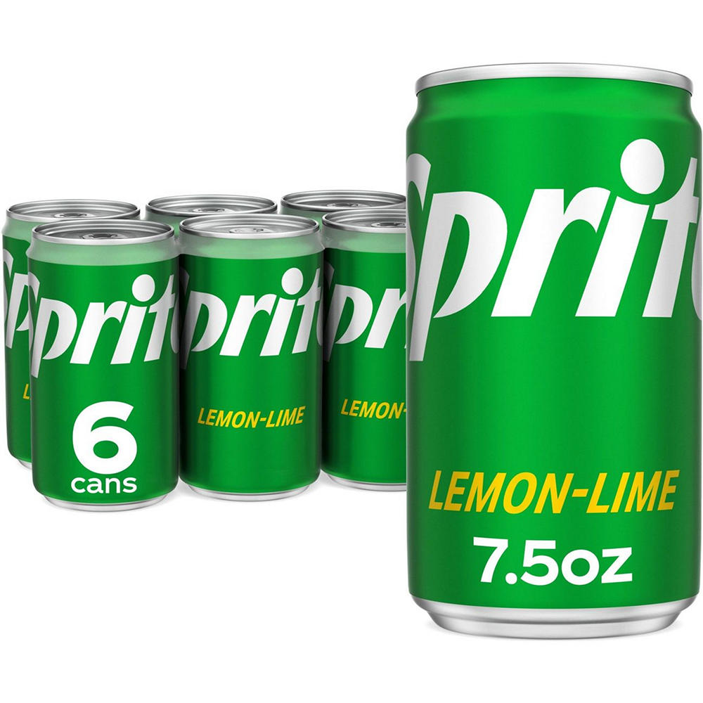 Sprite Lemon Lime Caffeine Free Soda Soft Drink 6 pk Mini Cans, 7.5 oz