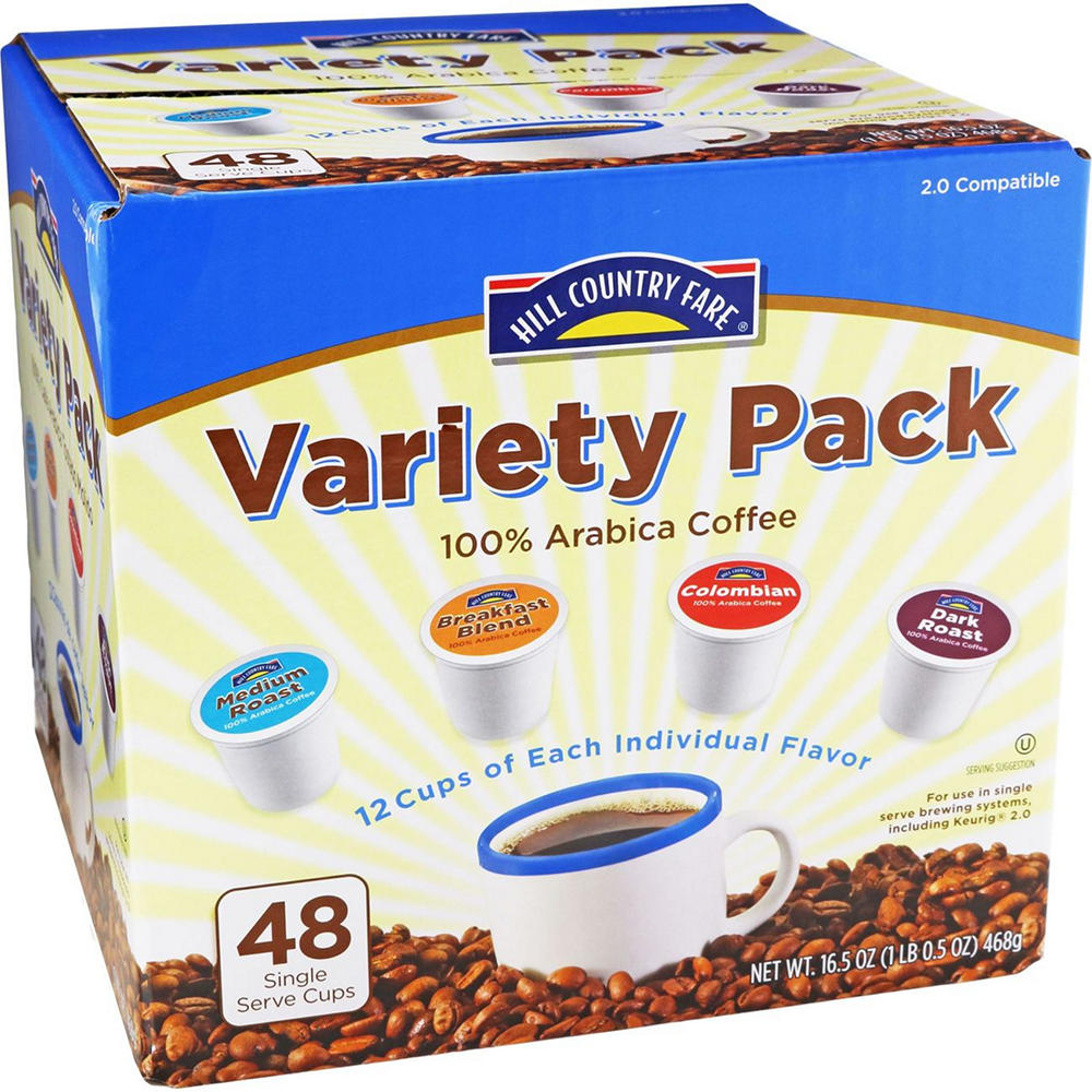 Hill Country Fare Variety Pack Single Serve Coffee Cups, 48 ct