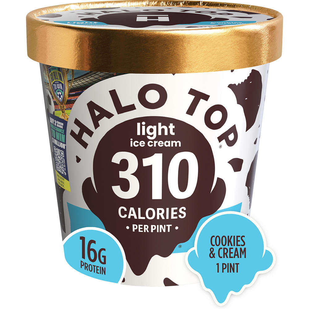 Halo Top 16g Protein Light Ice Cream - Cookies & Cream, 1 pt