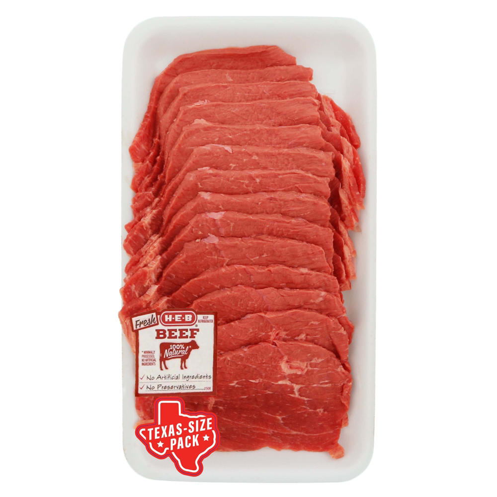 H-E-B Beef Bottom Round Steak Milanesa, Wafer Thin Cut - USDA Select - Texas-Size Pack, Avg. 2.25 lbs