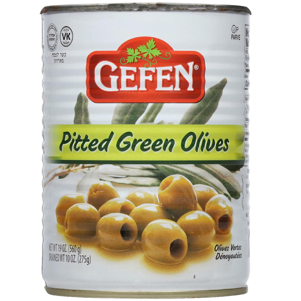 Gefen Kosher Pitted Green Olives, 19 oz