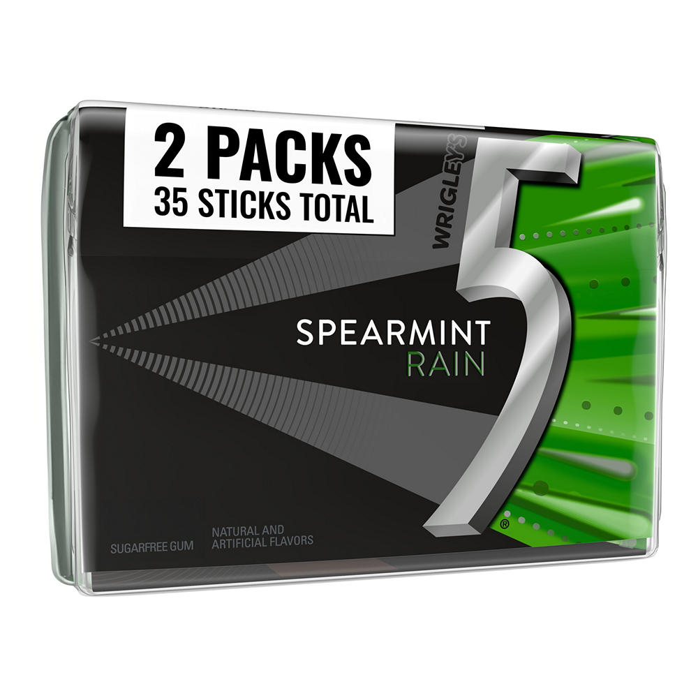 5 Spearmint Rain Sugar Free Chewing Gum, 35 pc