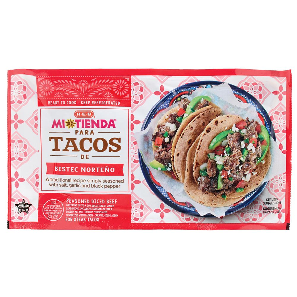 H-E-B Mi Tienda Seasoned Diced Beef for Tacos - Bistec Norteño, Avg. 1.8 lbs
