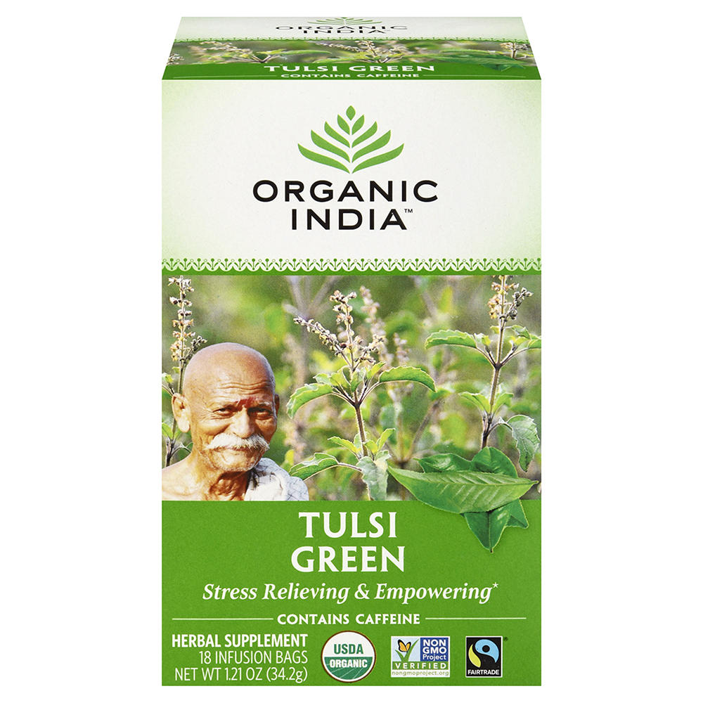 Organic India Tulsi Holy Basil Green Tea Infusion Bags, 18 ct