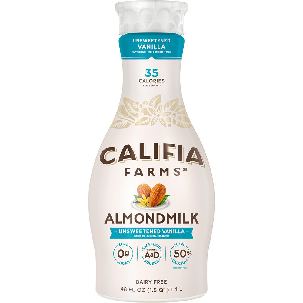 Califia Farms Dairy Free Unsweetened Vanilla Almond Milk, 48 oz
