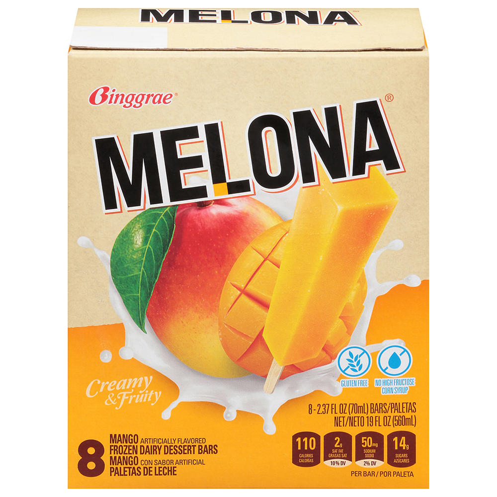Binggrae Melona Mango Frozen Dairy Dessert Bars, 8 ct