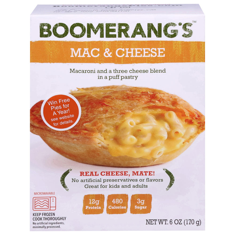 Boomerang's Mac & Cheese Puff Pastry Frozen Meal, 6 oz