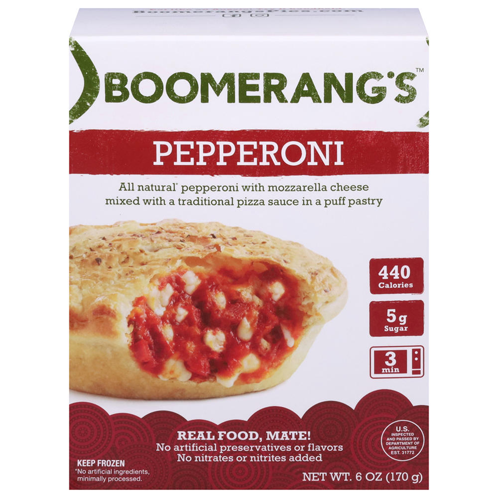 Boomerang's Pepperoni & Mozzarella Puff Pastry Frozen Meal, 6 oz
