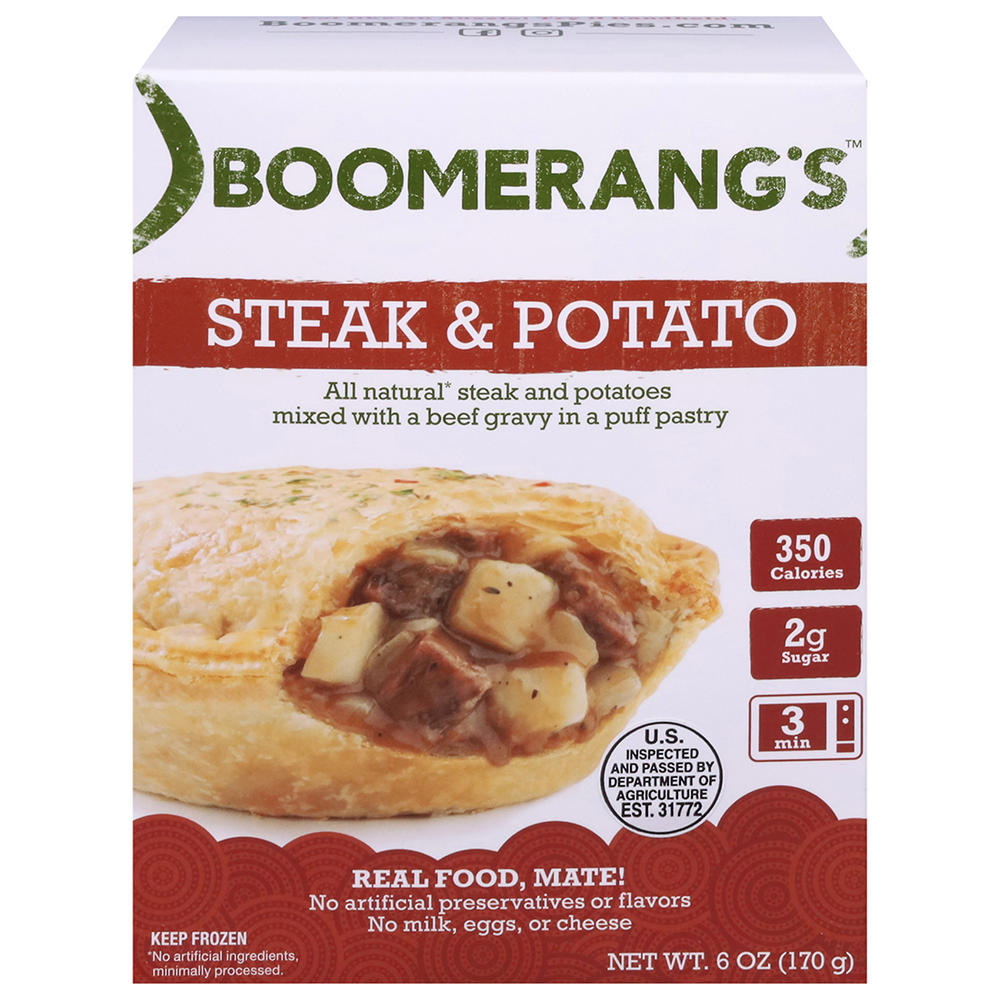 Boomerang's Steak & Potato Puff Pastry Frozen Meal, 6 oz