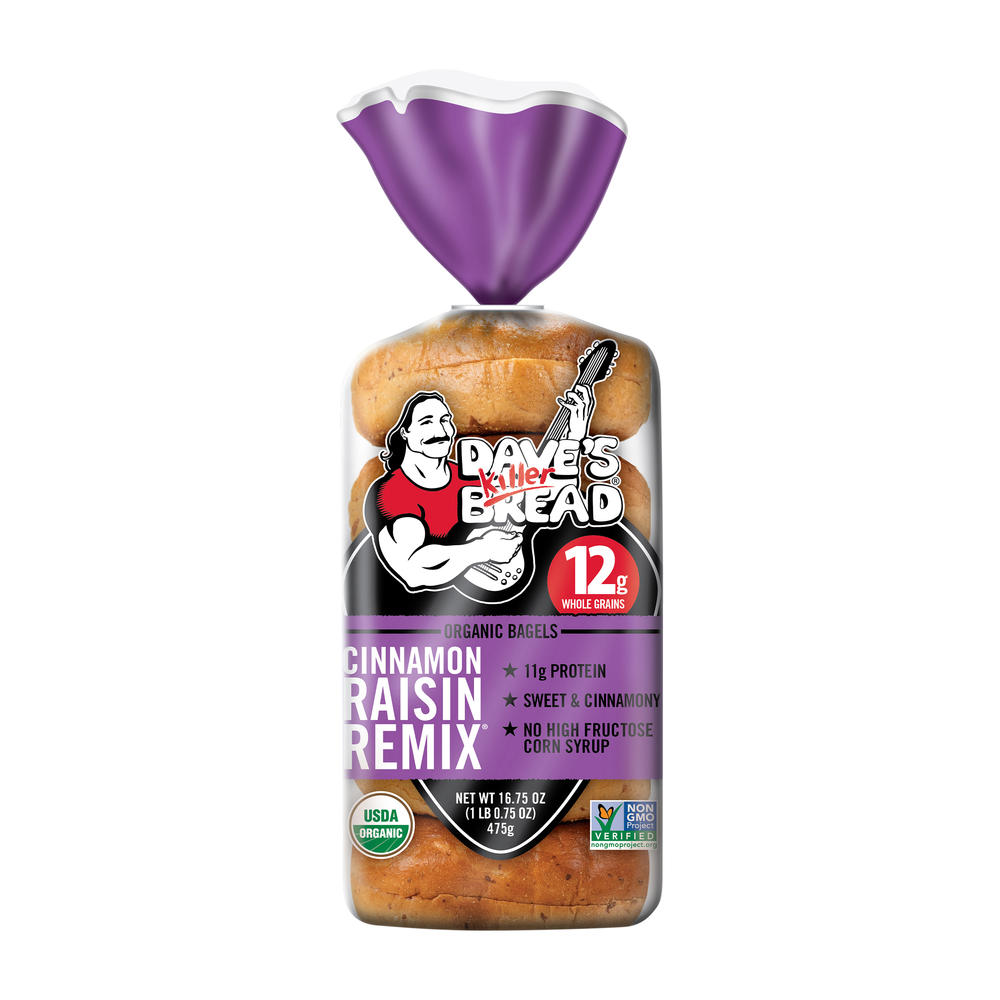 Dave's Killer Bread Cinnamon Raisin Remix 12g Protein Organic Bagels, 5 ct