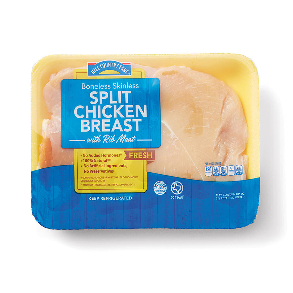 Hill Country Fare Boneless Skinless Split Chicken Breast, Avg. 1.71 lbs