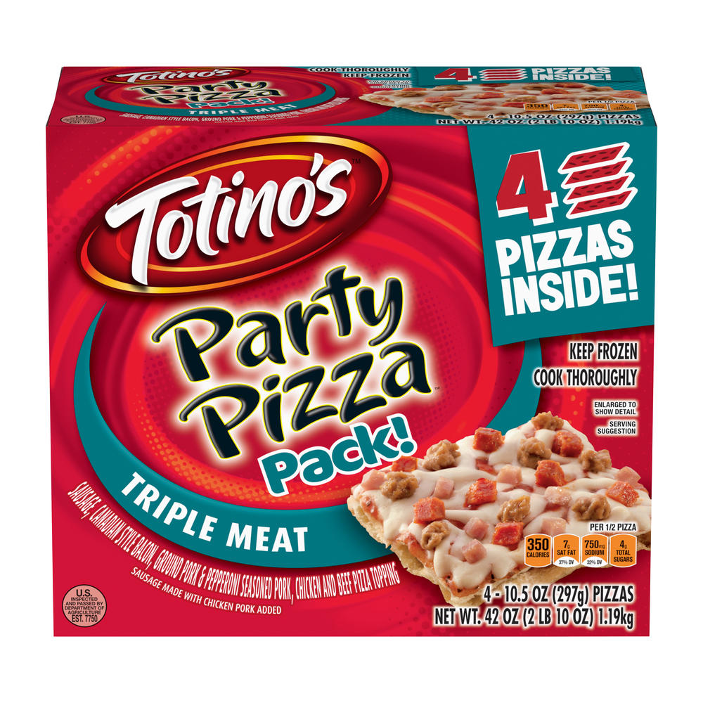 Totino's Triple Meat Party Pizza Pack, 4 ct