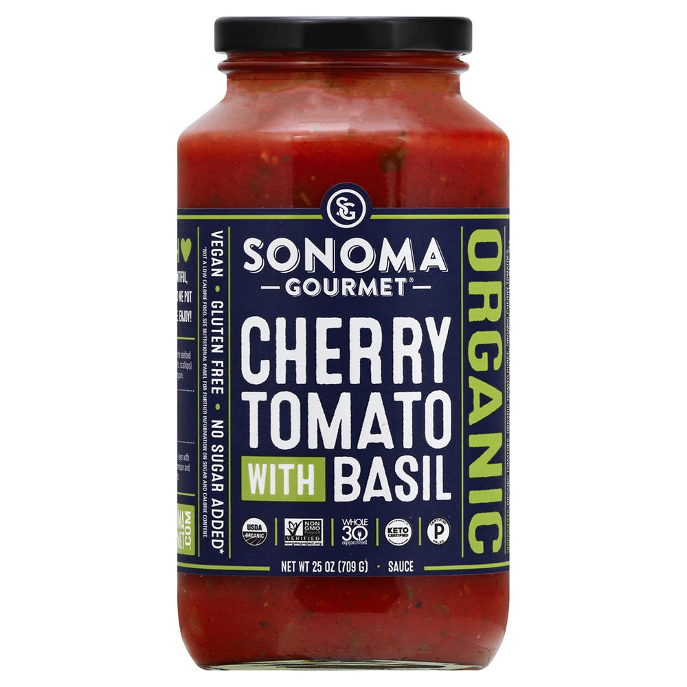 Sonoma Gourmet Organic Cherry Tomato with Basil Pasta Sauce, 25 oz