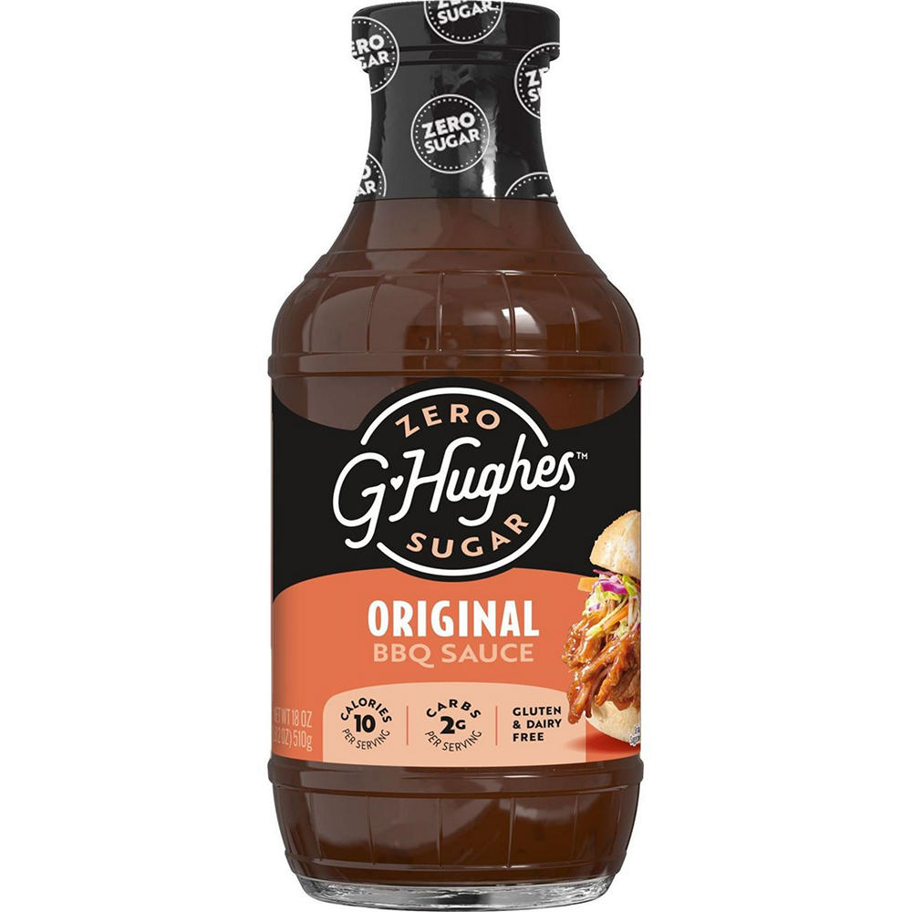 G Hughes Smokehouse Zero Sugar Original BBQ Sauce, 18 oz
