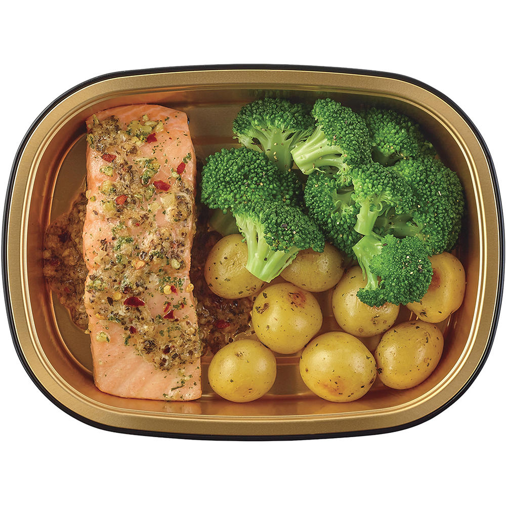 Meal Simple by H-E-B Garlic Pesto Salmon, Broccoli & Potatoes, 12 oz