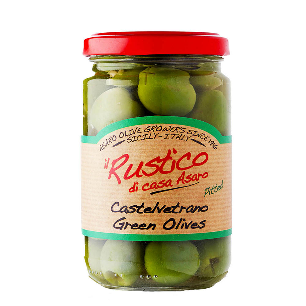 Rustico di Casa Asaro Pitted Castelvetrano Green Olives, 4.5 oz