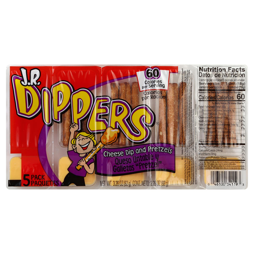 JR Dippers Cheese Dip & Pretzel Sticks, 5 ct
