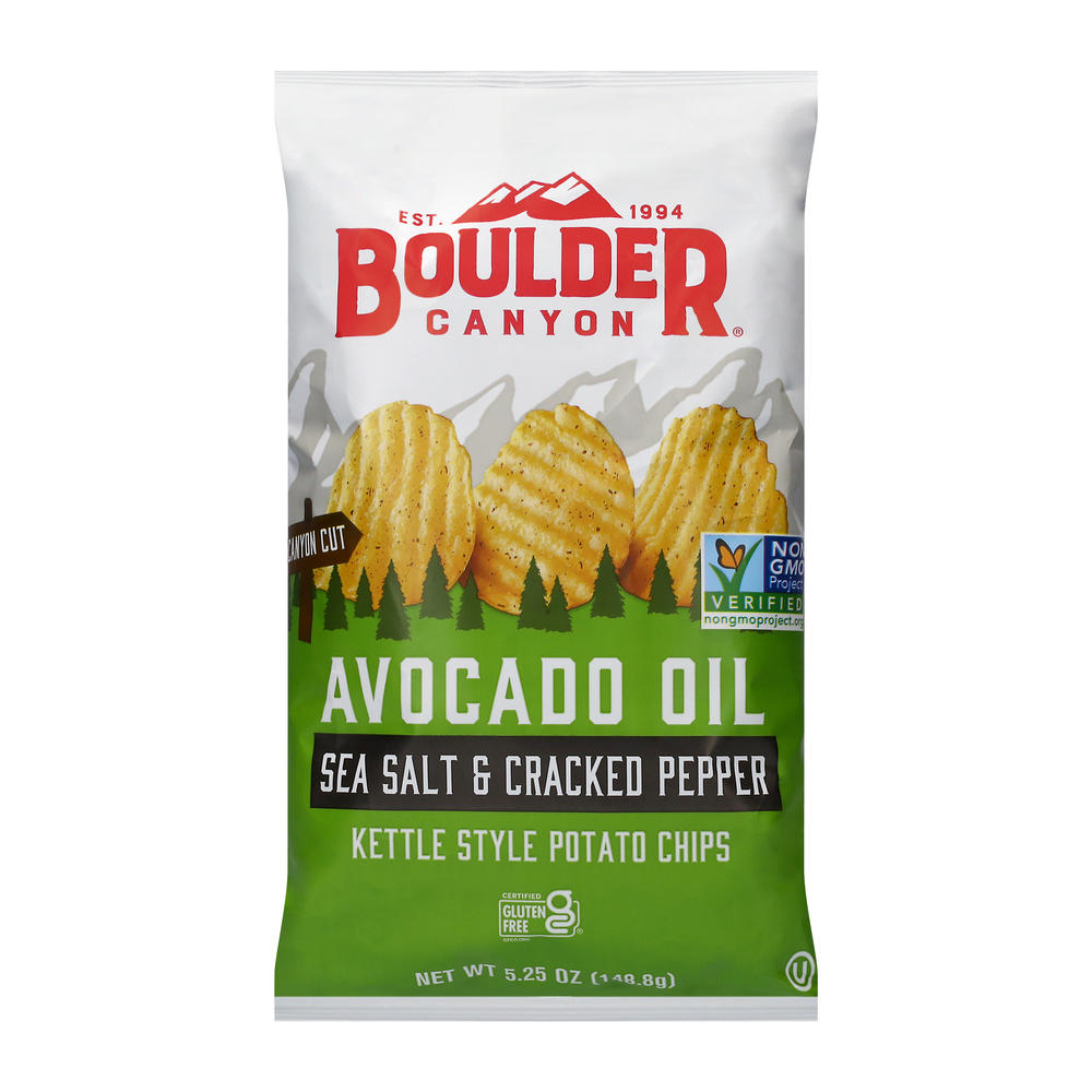 Boulder Canyon Kettle Style Potato Chips - Sea Salt & Cracked Pepper, 5.25 oz