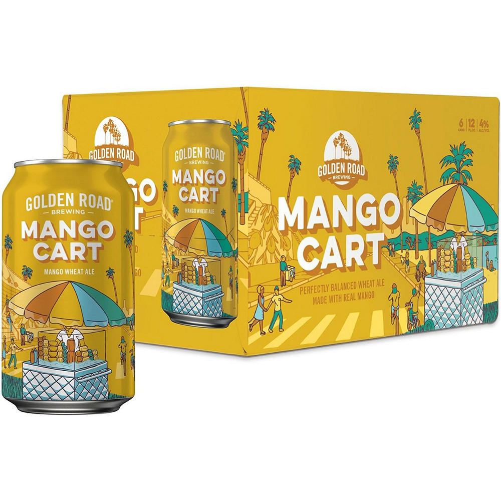 Golden Road Mango Cart Wheat Ale Craft Beer 6 pk Cans, 12 oz