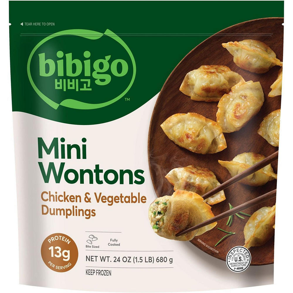 bibigo Frozen Mini Wontons Chicken & Vegetable Dumplings, 24 oz