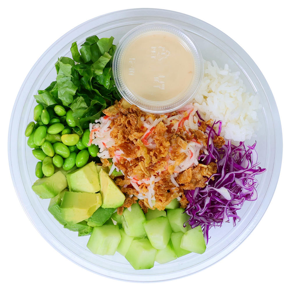 H-E-B Sushiya Crunchy California Poke Bowl with White Rice & Garlic Onion Sauce, 12.7 oz