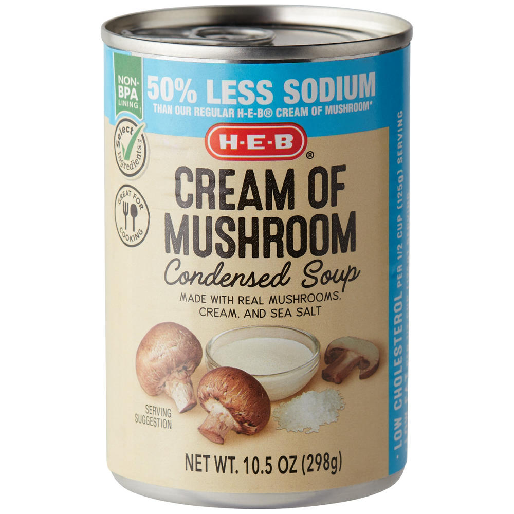 H-E-B Reduced Sodium Cream of Mushroom Condensed Soup, 10.5 oz
