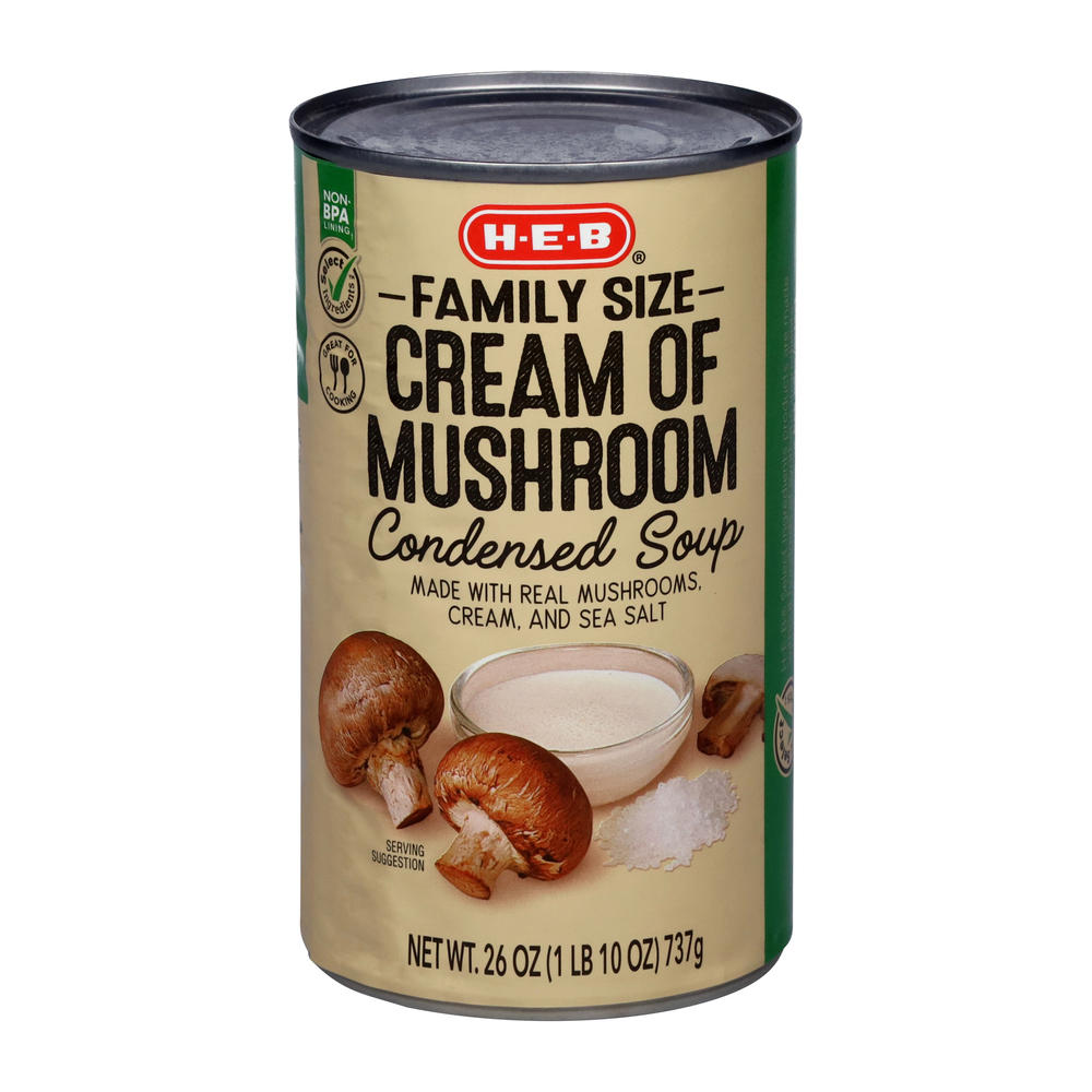 H-E-B Cream of Mushroom Condensed Soup - Family Size, 26 oz