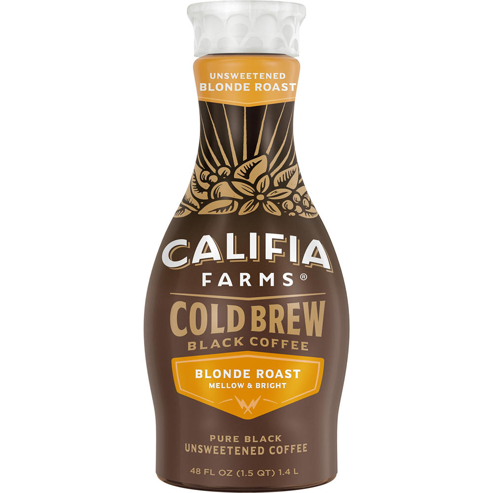 Califia Farms Unsweetened Blonde Roast Black Cold Brew Coffee, 48 oz