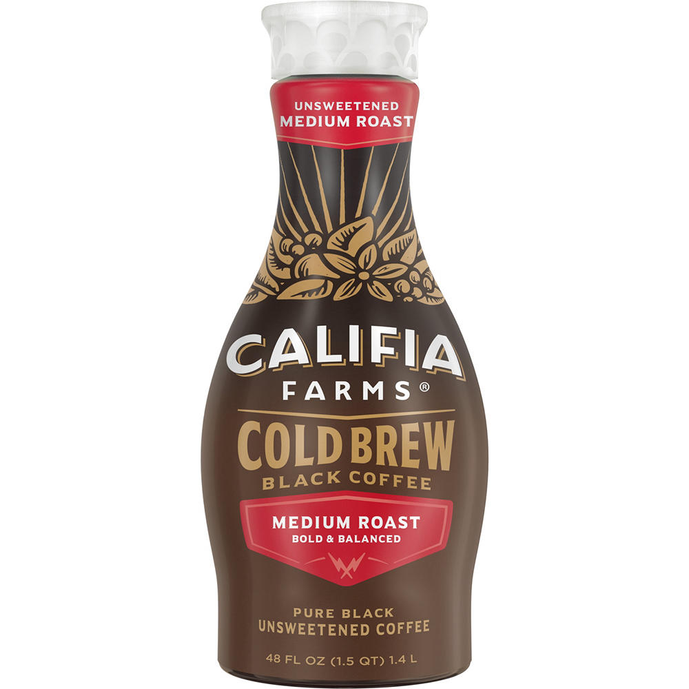 Califia Farms Unsweetened Medium Roast Black Cold Brew Coffee, 48 oz