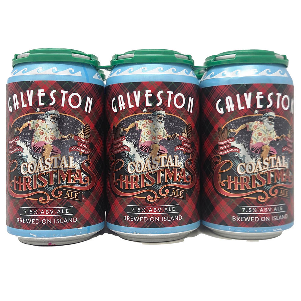 Galveston Island Brewing Coastal Christmas Ale Seasonal Craft Beer 6 pk Cans, 12 oz