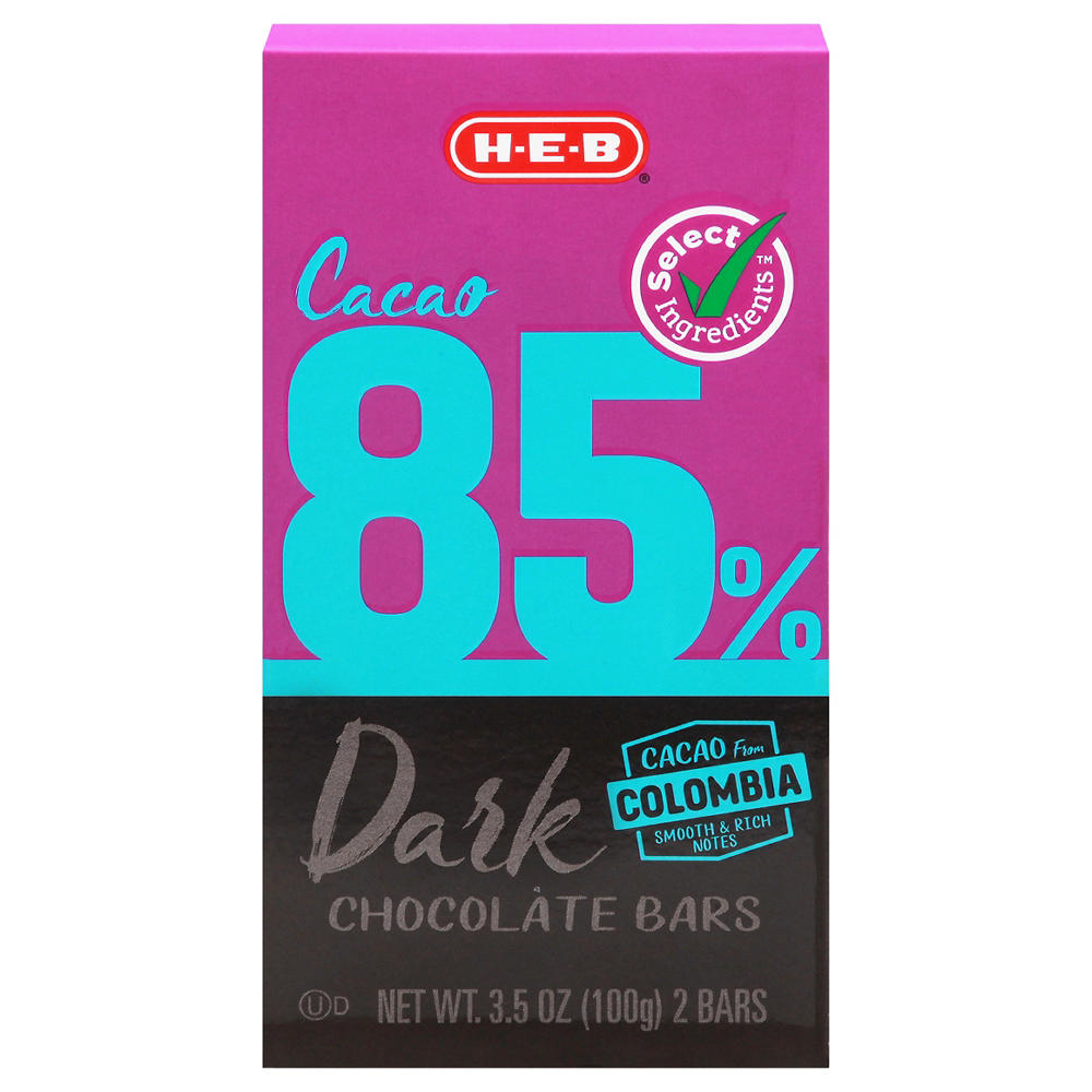 H-E-B 85% Cacao Dark Chocolate Bars, 3.5 oz