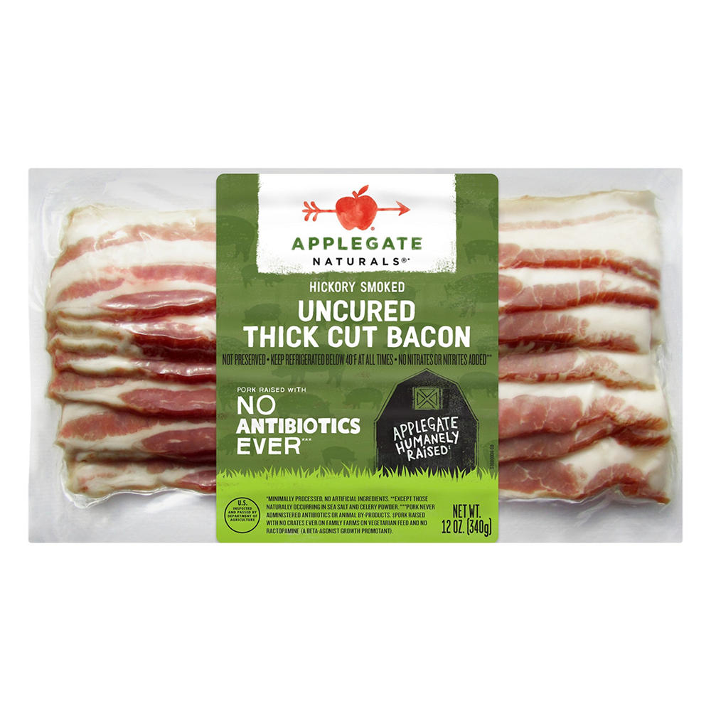 Applegate Naturals Hickory Smoked Thick Cut Uncured Bacon, 12 oz