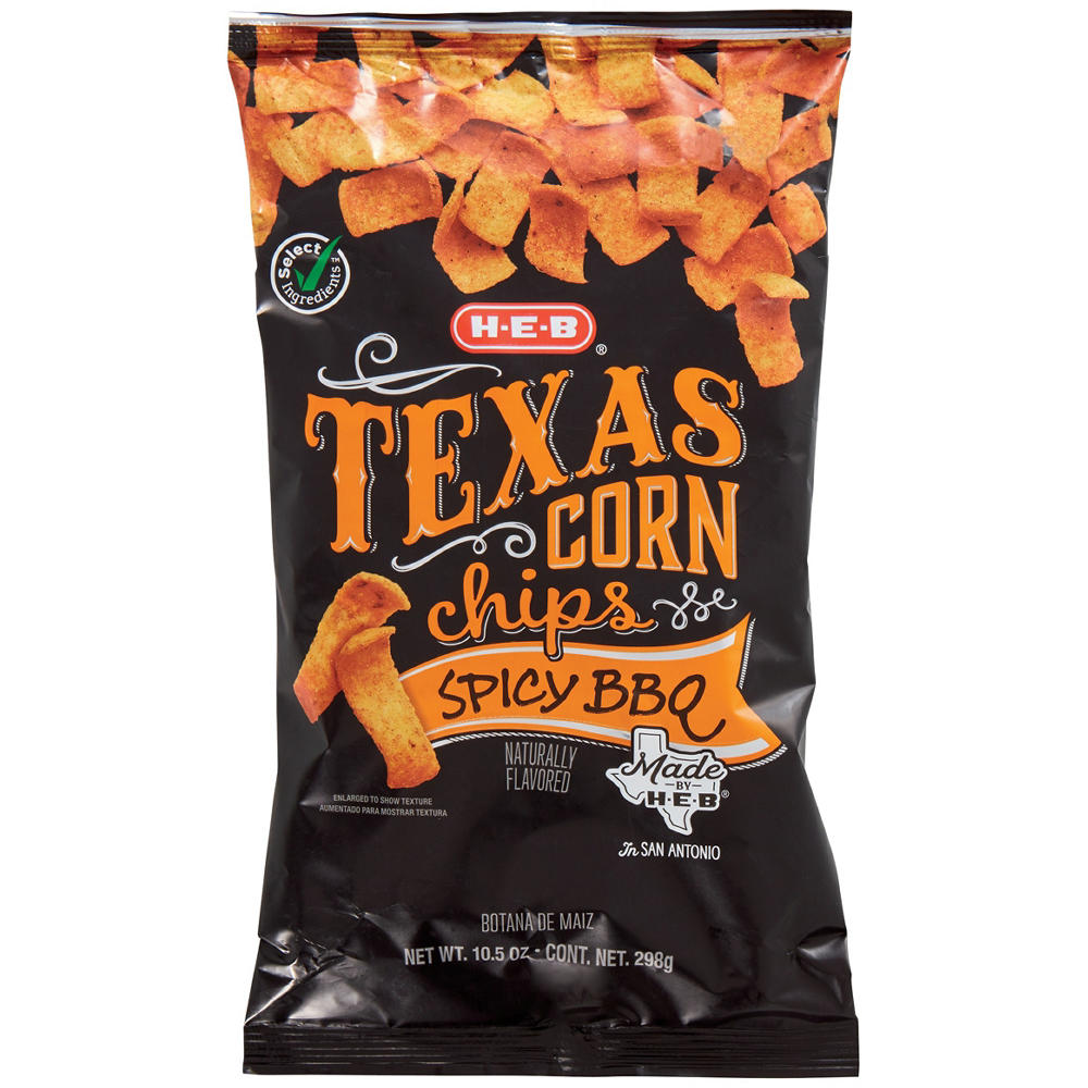 H-E-B Texas Corn Chips - Spicy BBQ, 10.5 oz