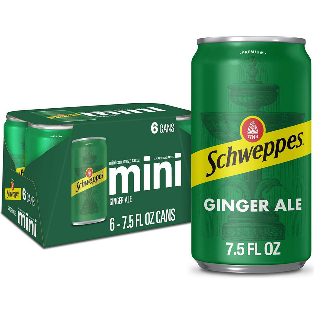 Schweppes Ginger Ale Soda 6 pk Cans, 7.5 oz