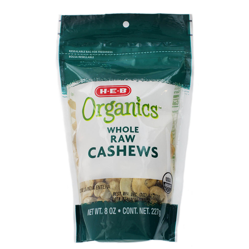 H-E-B Organics Whole Raw Cashews, 8 oz