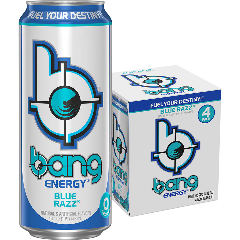 Bang Energy Drinks 4 pk Cans - Blue Razz, 16 oz