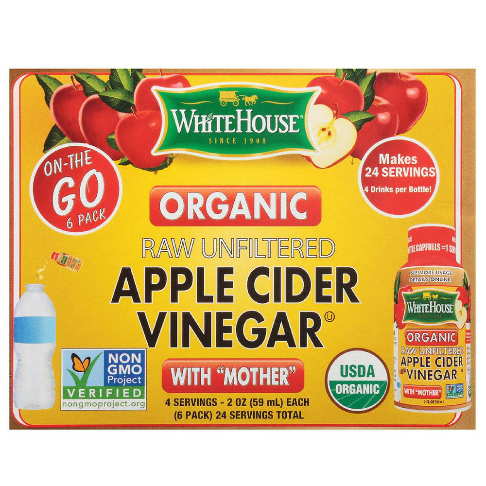 White House Organic On The Go Raw Apple Cider Vinegar, 6 ct