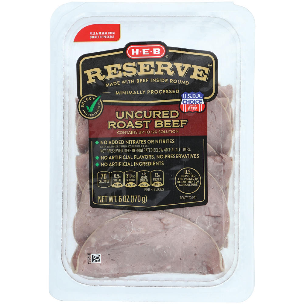 H-E-B Reserve Angus Roast Beef Lunch Meat, 6 oz