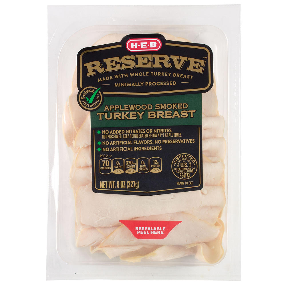 H-E-B Reserve Applewood-Smoked Turkey Breast Lunch Meat, 8 oz