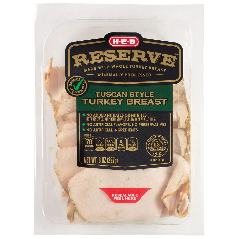 H-E-B Reserve Tuscan-Style Turkey Breast Lunch Meat, 8 oz