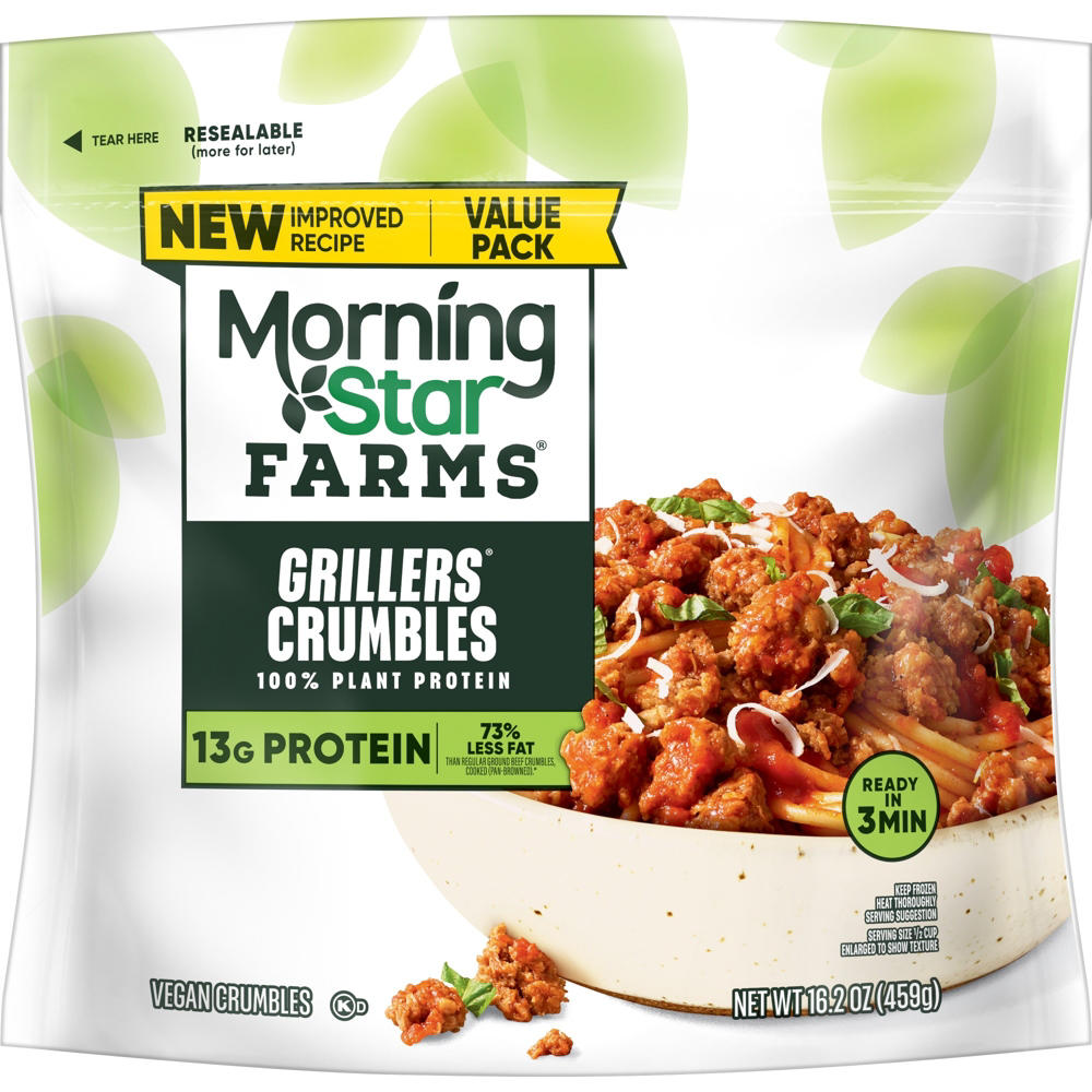 MorningStar Farms Meal Starters Grillers Plant Based Vegan Crumbles, 16.2 oz