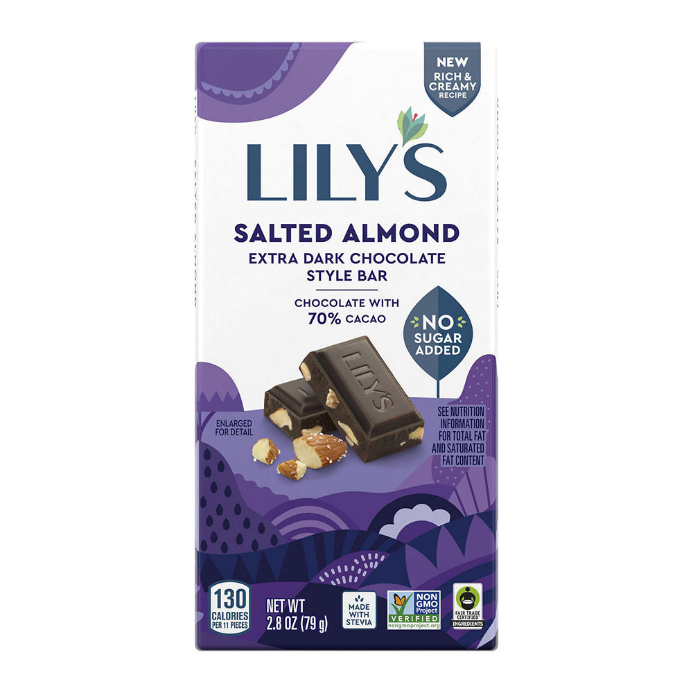Lily's Salted Almond Extra Dark Chocolate Style Bar, 2.8 oz
