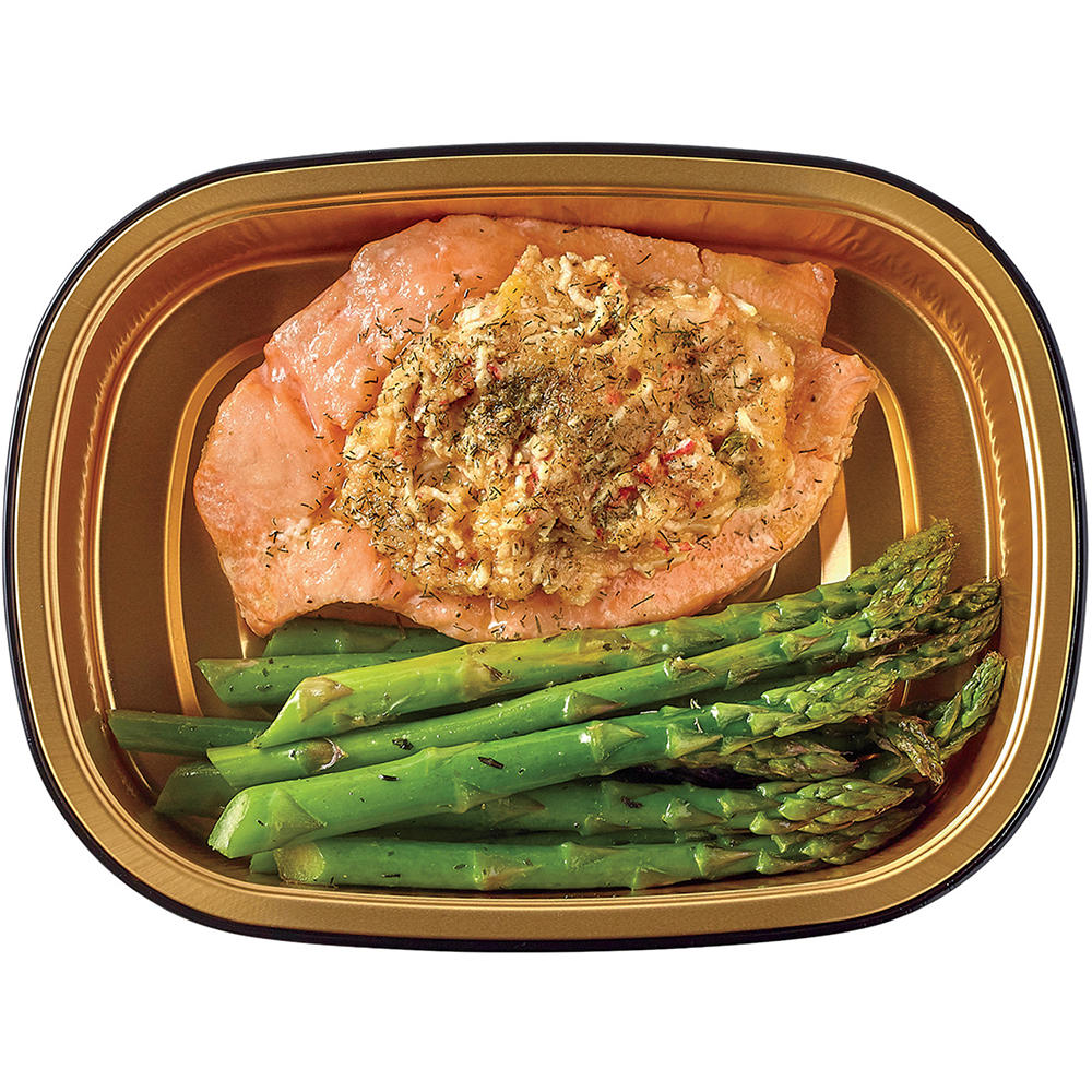 Meal Simple by H-E-B Crab-Stuffed Atlantic Salmon & Asparagus, 11 oz