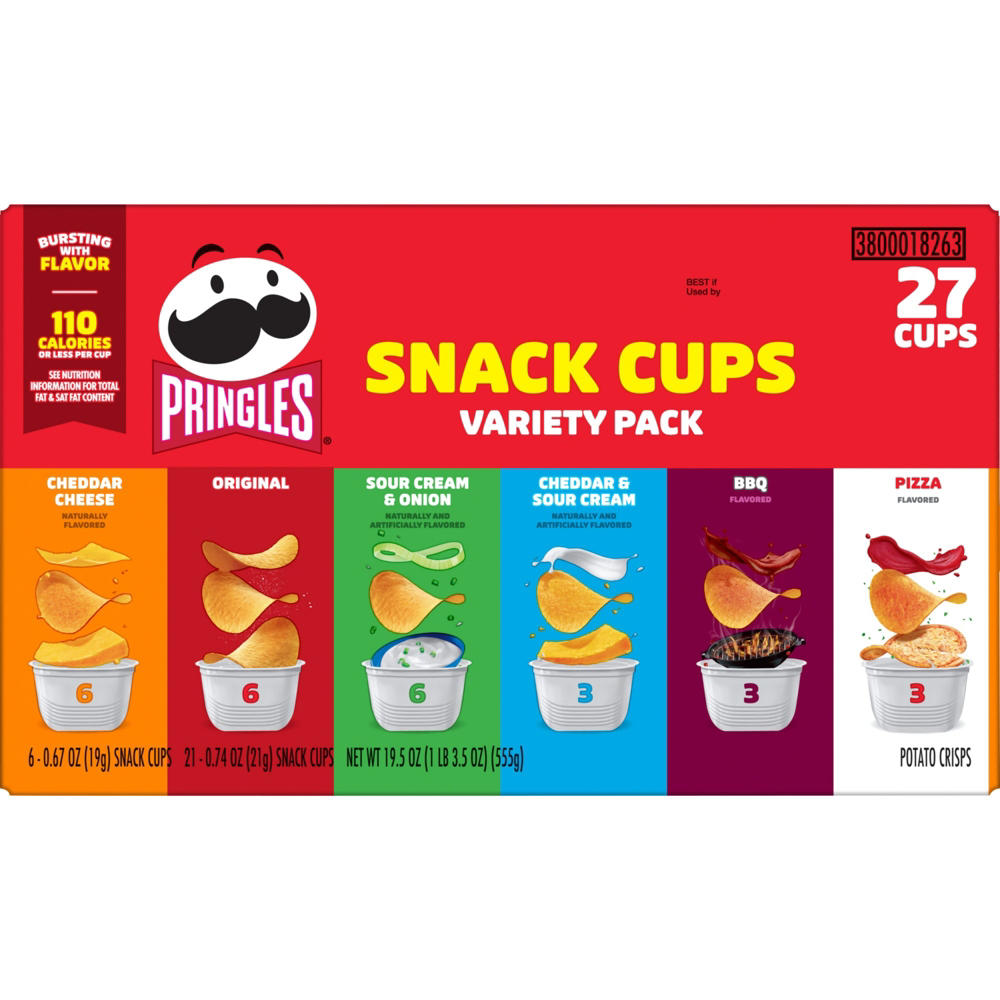 Pringles Potato Crisps Chips Variety Pack Snack Stack Cups, 27 ct