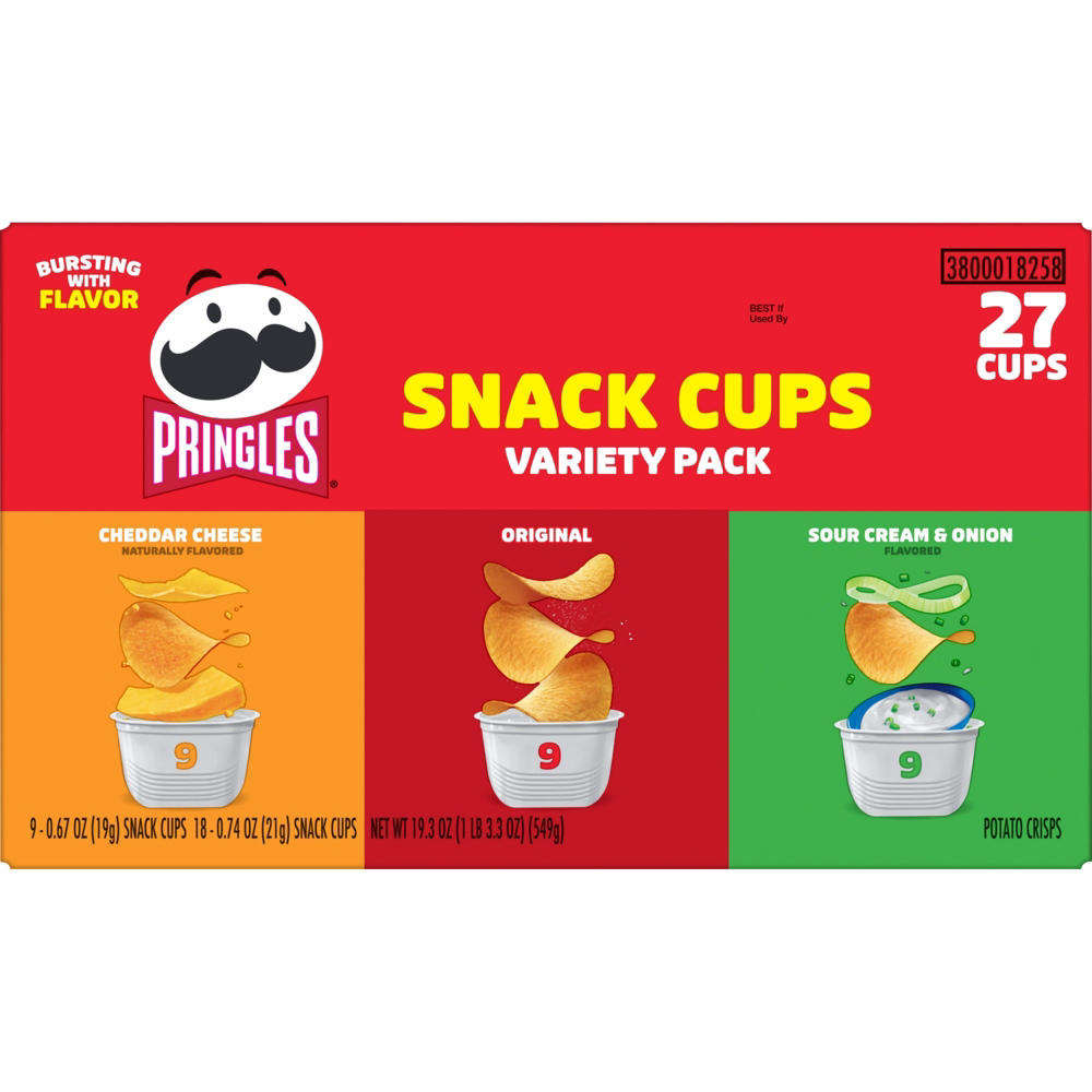 Pringles Potato Crisps Chips Variety Pack Snack Stacks Cups, 27 ct
