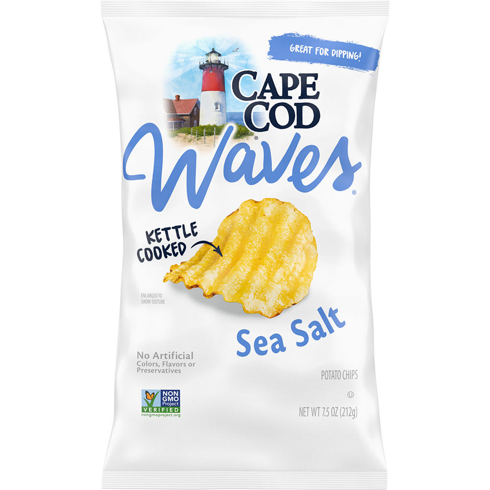 Cape Cod Sea Salt Waves Kettle Cooked Potato Chips, 7.5 oz
